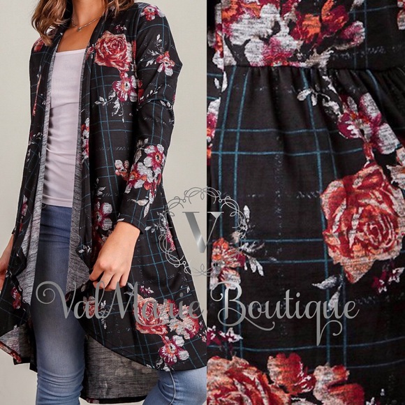 ❤️ARRIVED! Knit floral plaid Cardigan - Picture 3 of 3